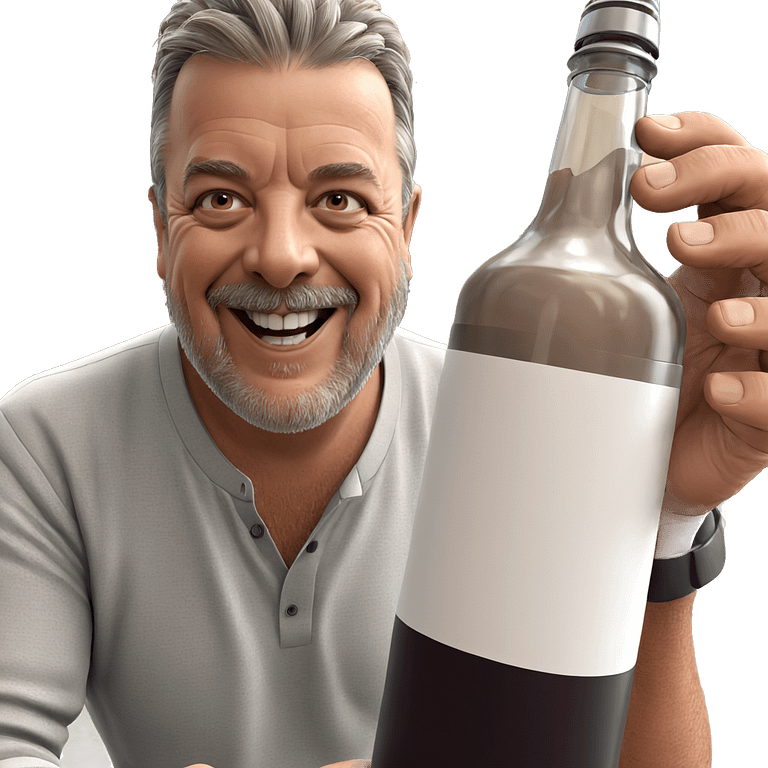 old man smiling with bottle emoji