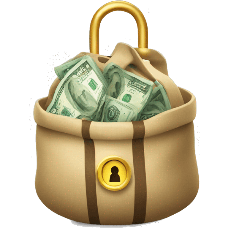 bag of money with lock icon on it emoji