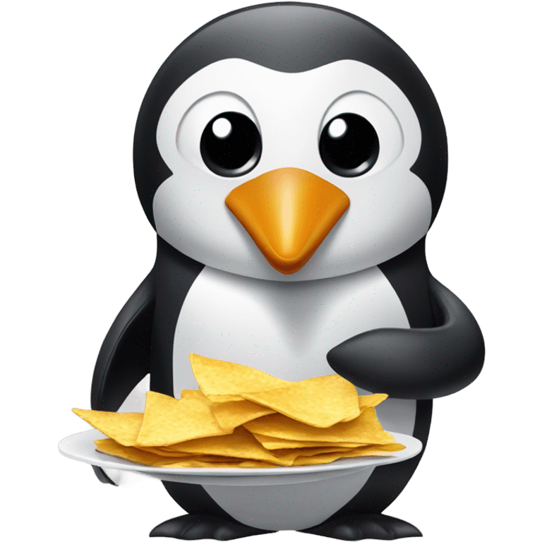 Penguin eating nachos emoji