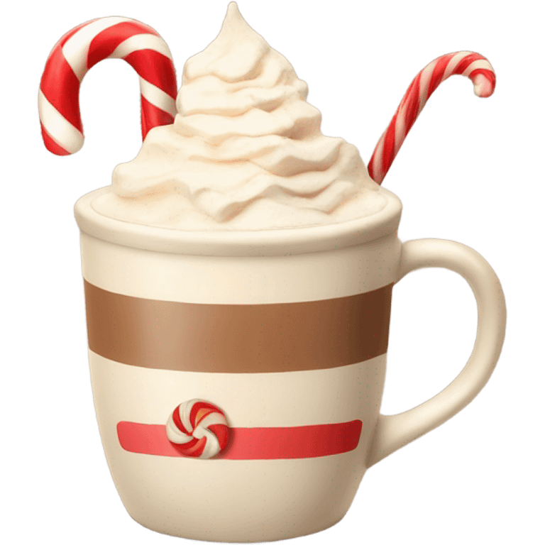 Beige hot chocolate with candy cane  emoji