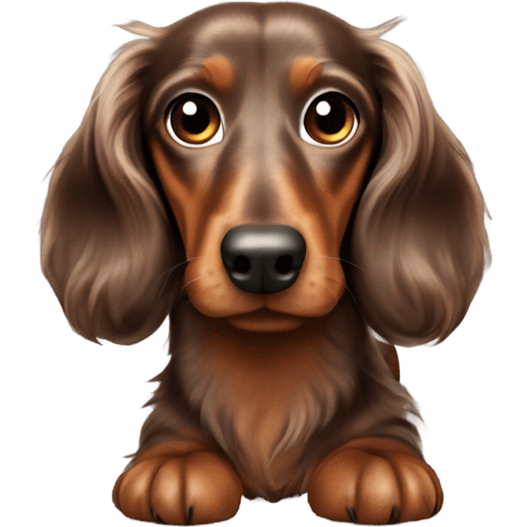 brown dapple long haired Dachshund full body emoji