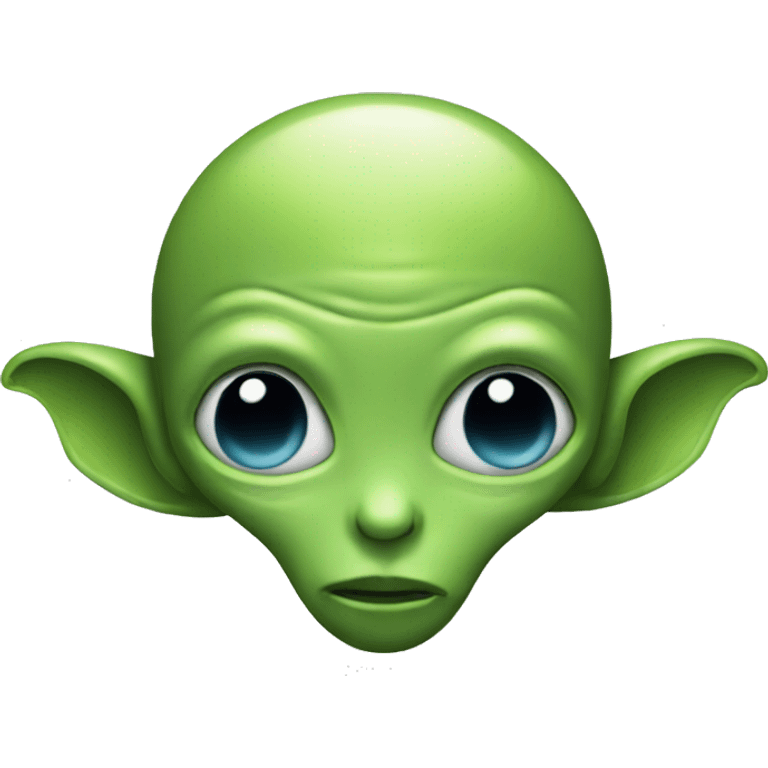 Alien with head shaped like a love and emoji