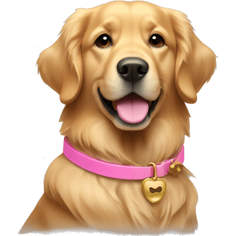 golden retriever with pink collar emoji