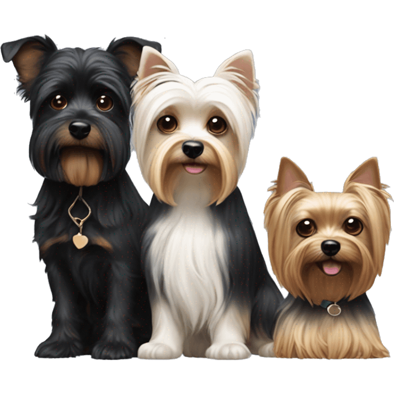 Husband, wife, Yorkshire terrier and black dog with white breasts emoji