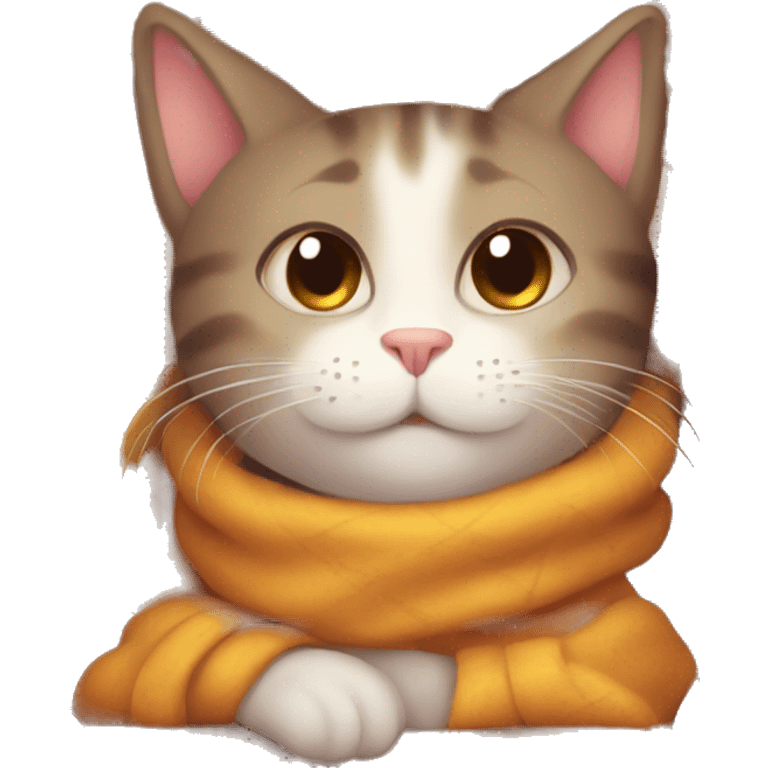 cozy cat in autumn emoji