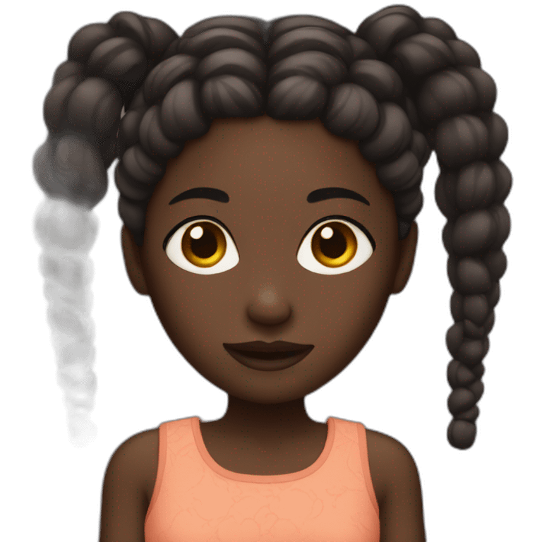 Dark skinned girl with braids emoji