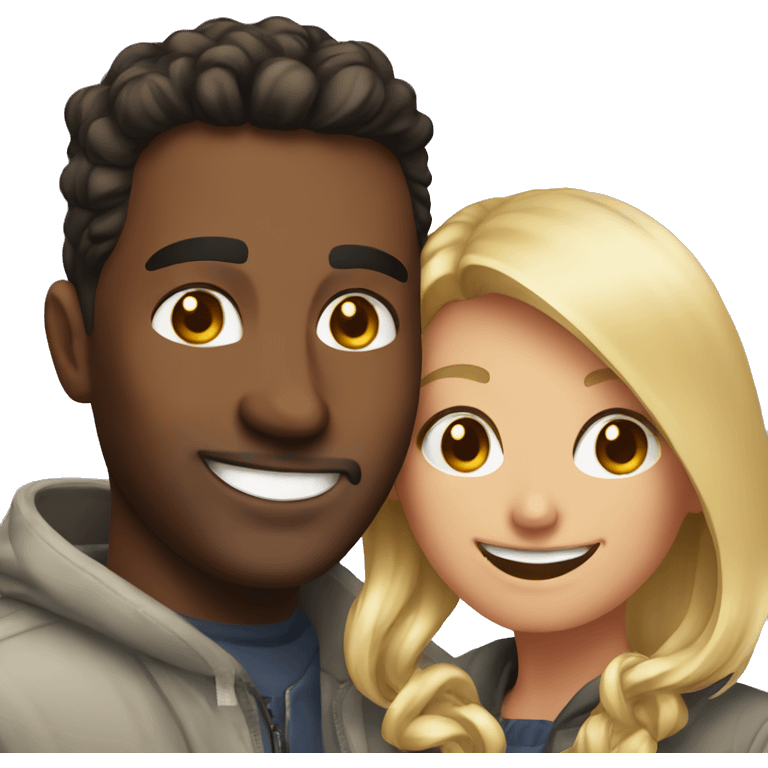 smiling couple selfie indoors emoji