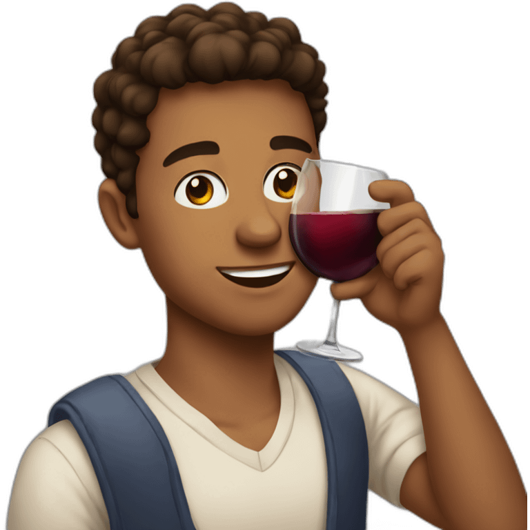 gorgeous brown white man teen drinking wine emoji