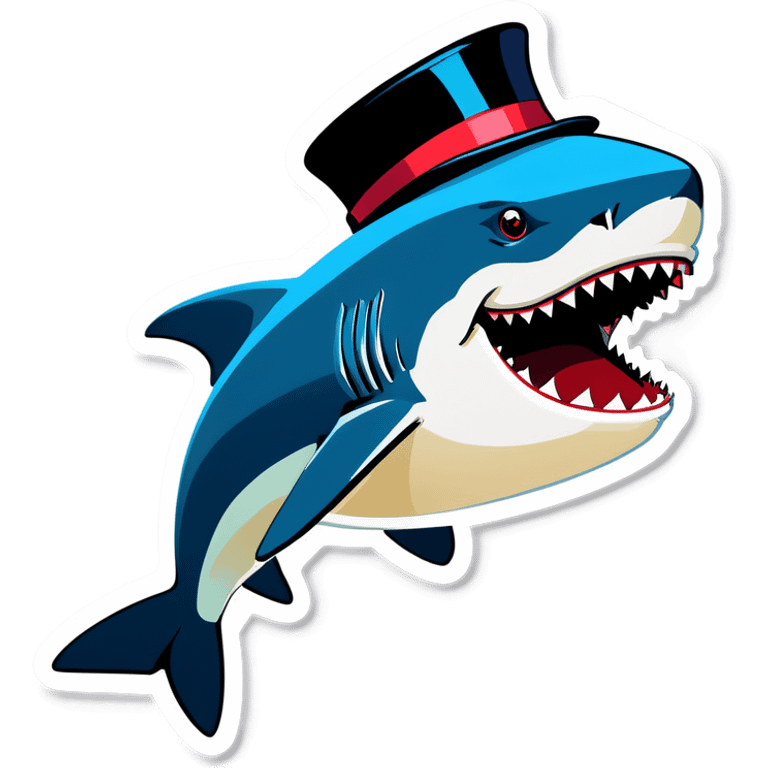 Shark with a top hat emoji