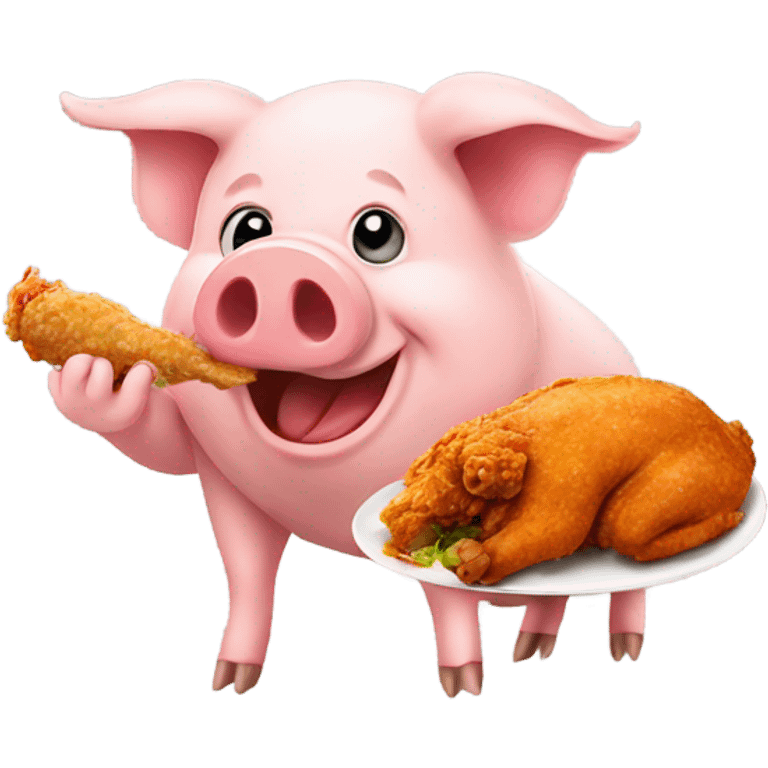 pig eating fried chicken emoji