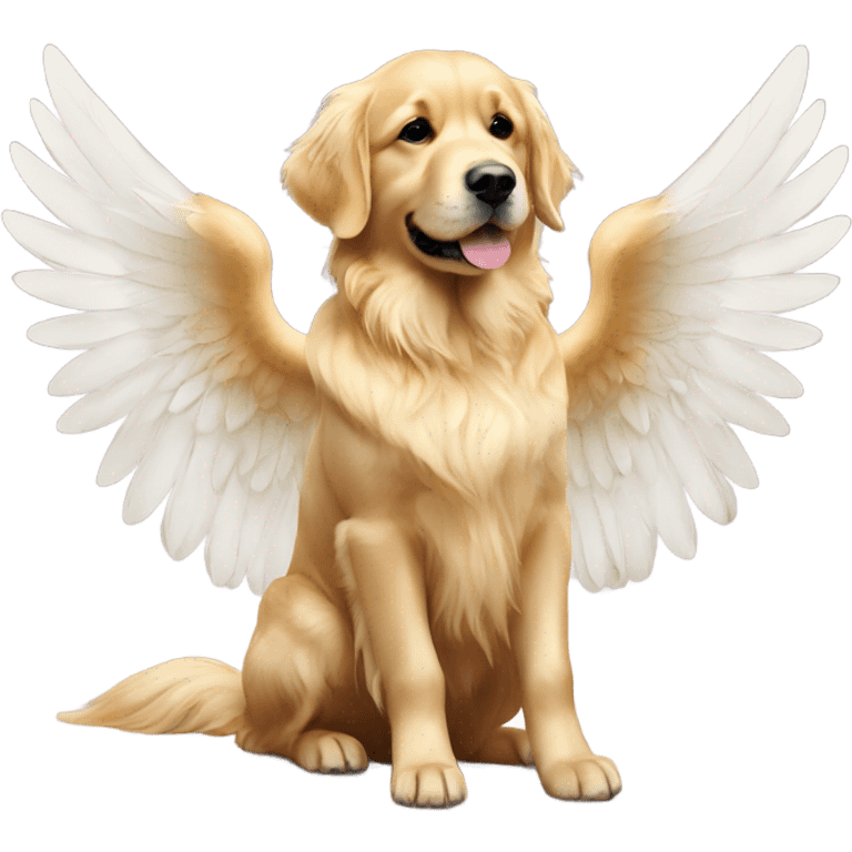 Golden retriever with angel wings emoji