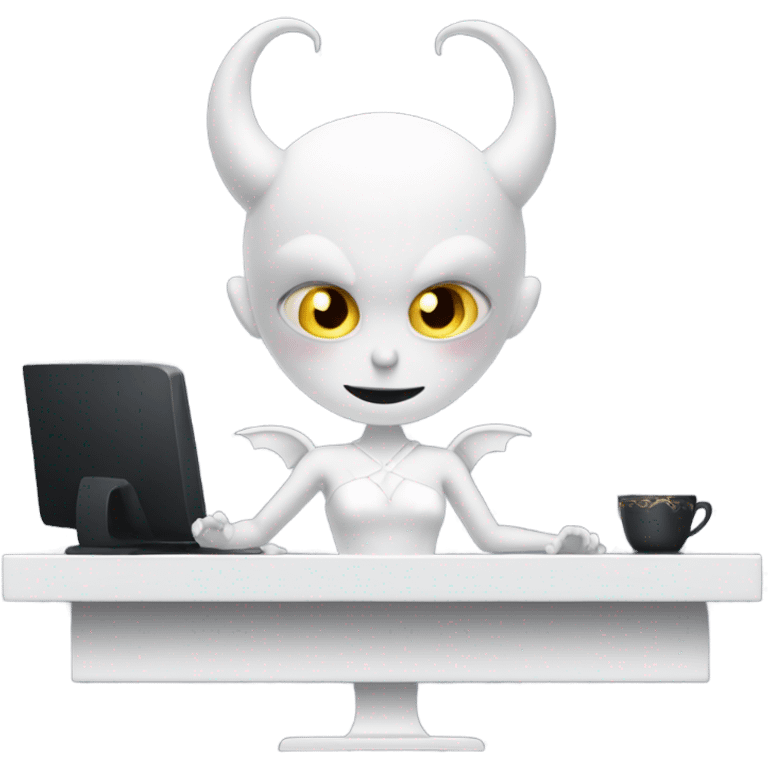 white demon in dress in computer emoji