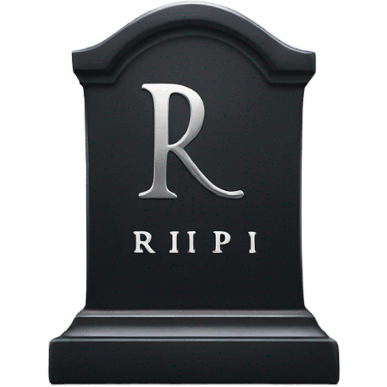 a black grave with the letters RIP on a silver  emoji