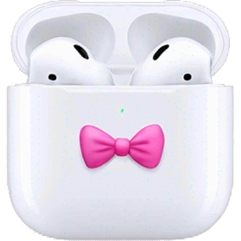 White AirPod max with pink bows emoji