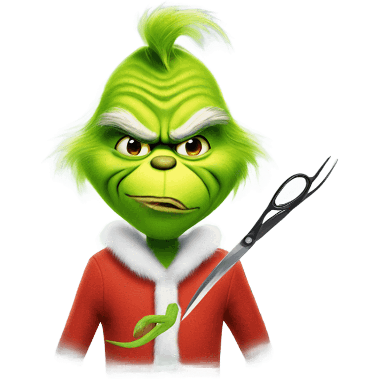 the grinch holding scissors emoji