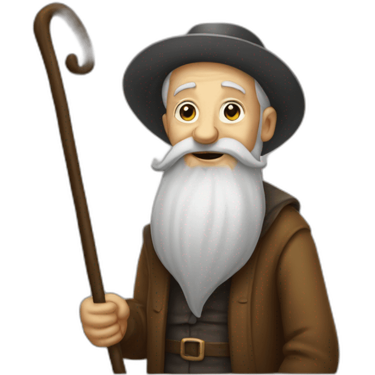 very old man with long beard and cane emoji