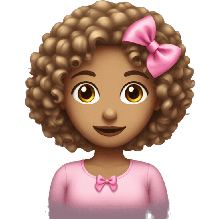 Curly girl with pink bow  emoji