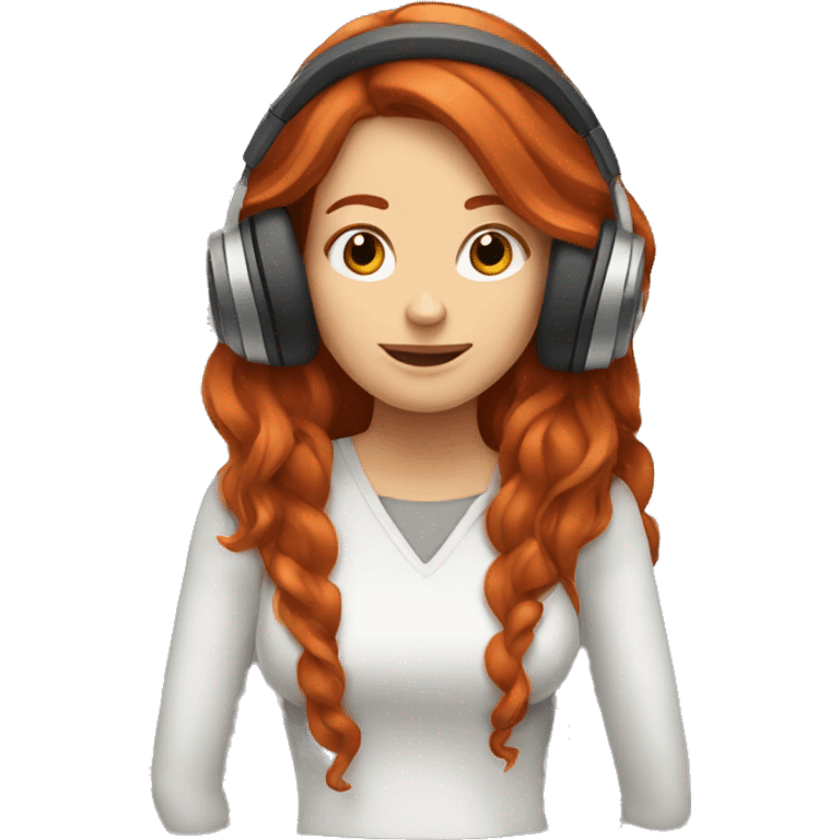 long haired redhead woman listening to music emoji