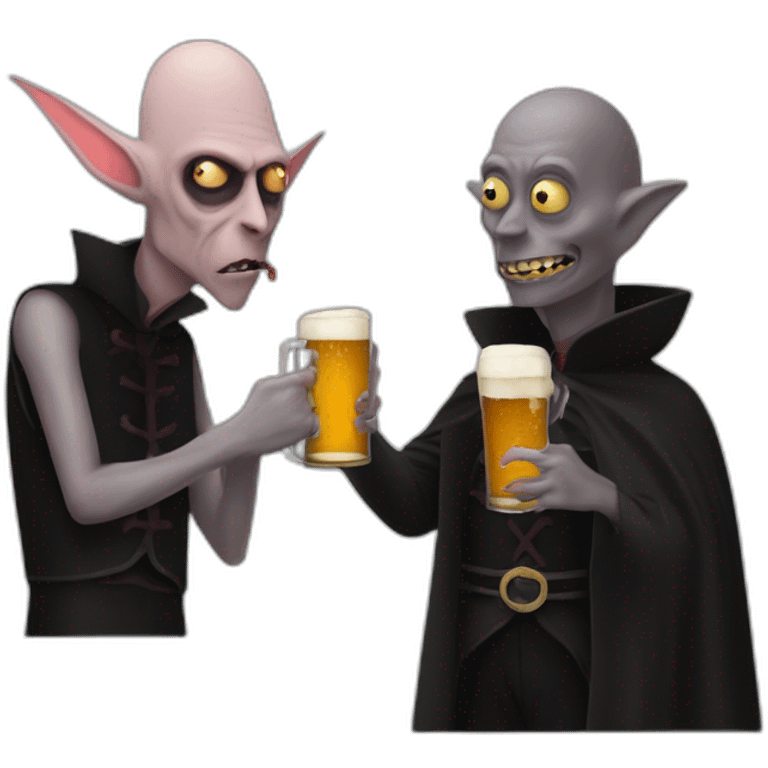 nosferatu and patrick star drinking beer emoji