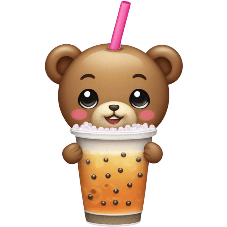 Bear with boba emoji