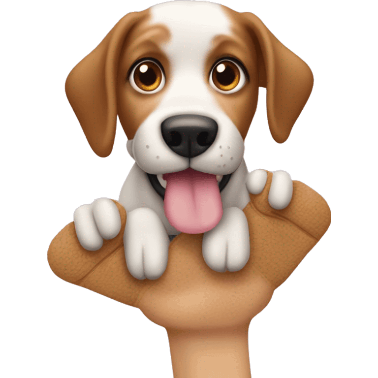  créame un emoji de un perro con las manos arriba  emoji