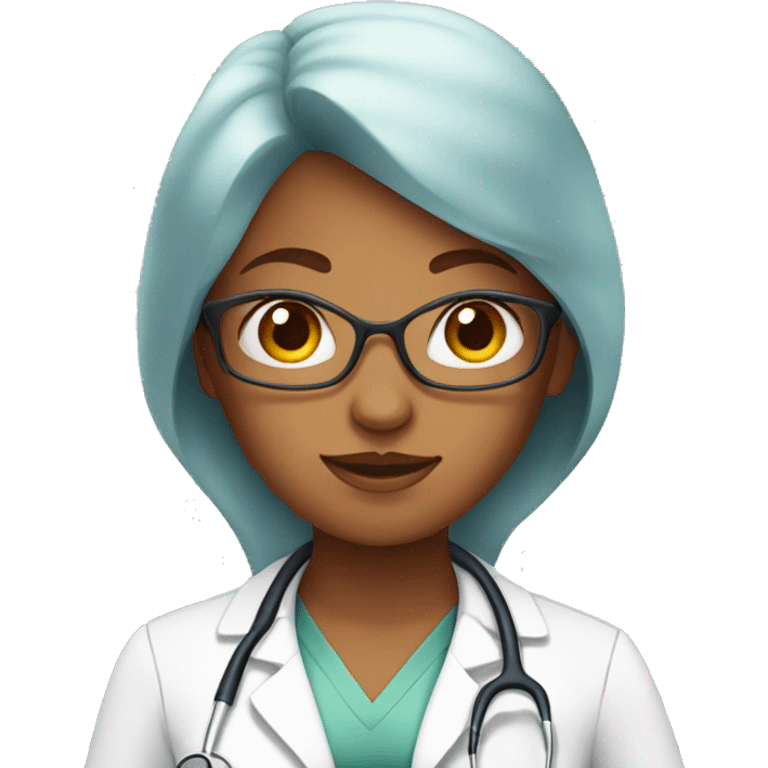 Woman doctor with scarlet hair wearing stethoscope without glasses  emoji