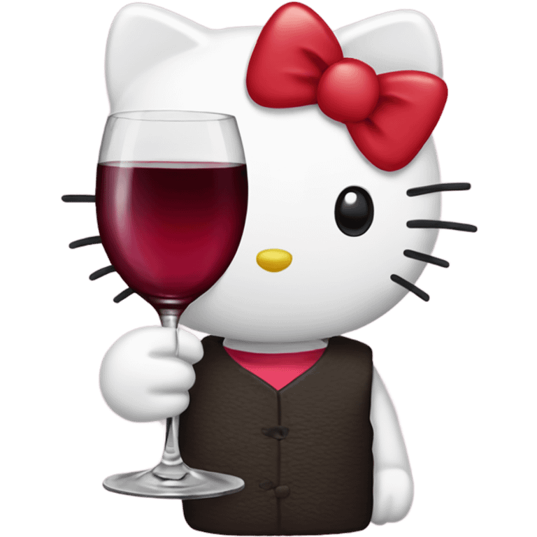 Hello Kitty drinking red wine emoji