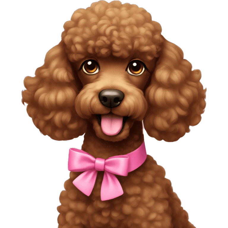 brown poodle with a pink bow collar emoji