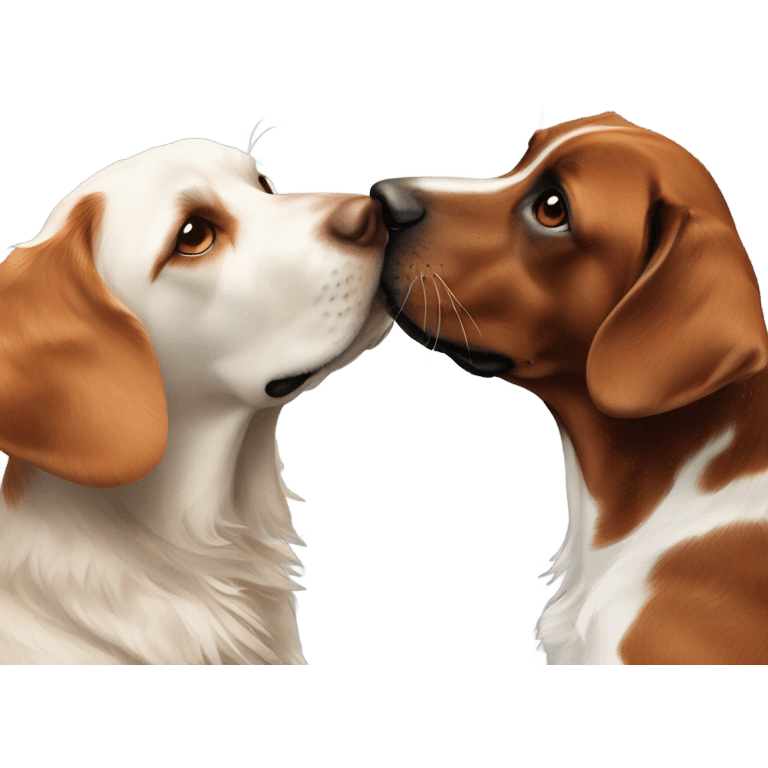 Black lab and Brittney spaniel kissing  emoji