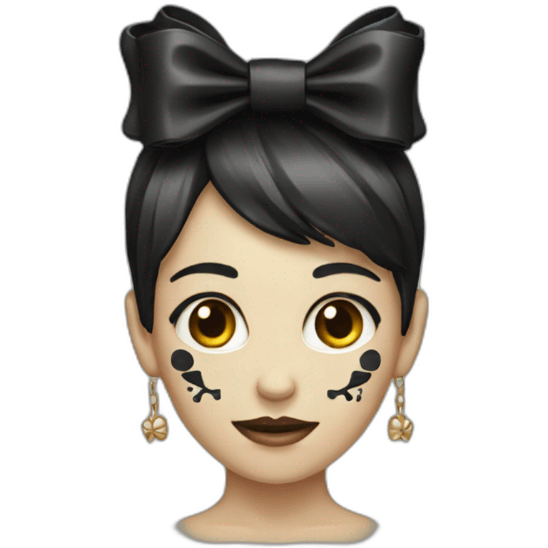 black with skull pattern bow emoji