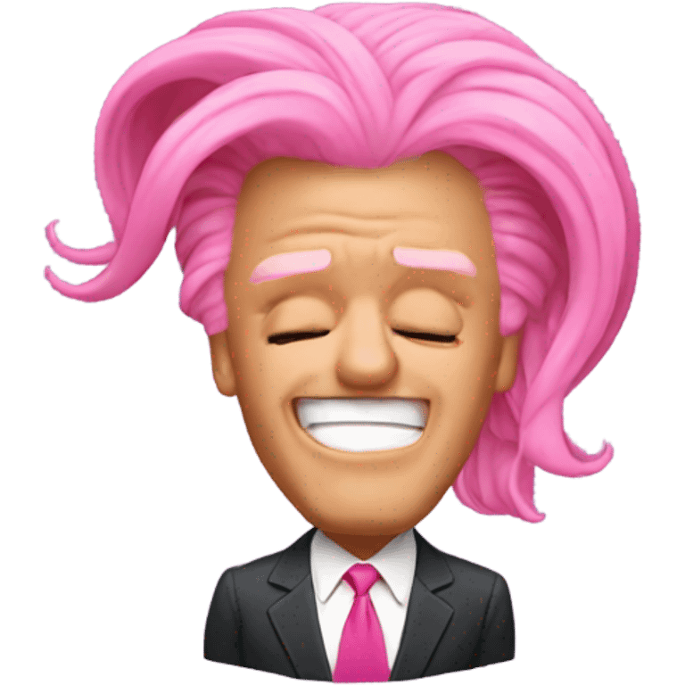 donald trump doing a flip with long pink hair emoji