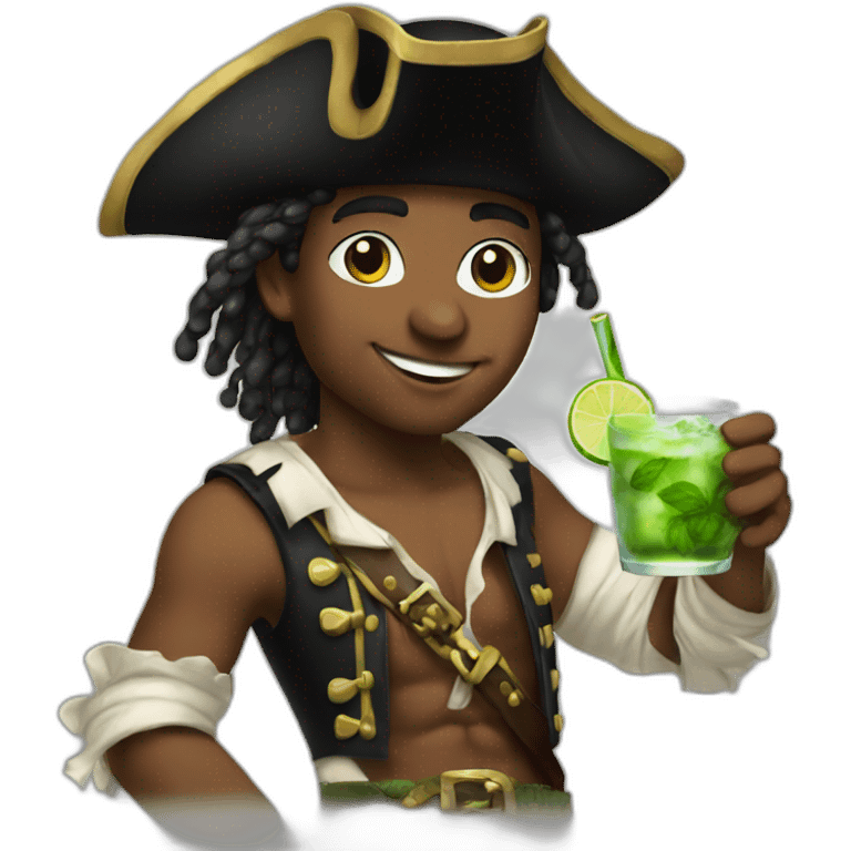 young pirate drinking mojito emoji