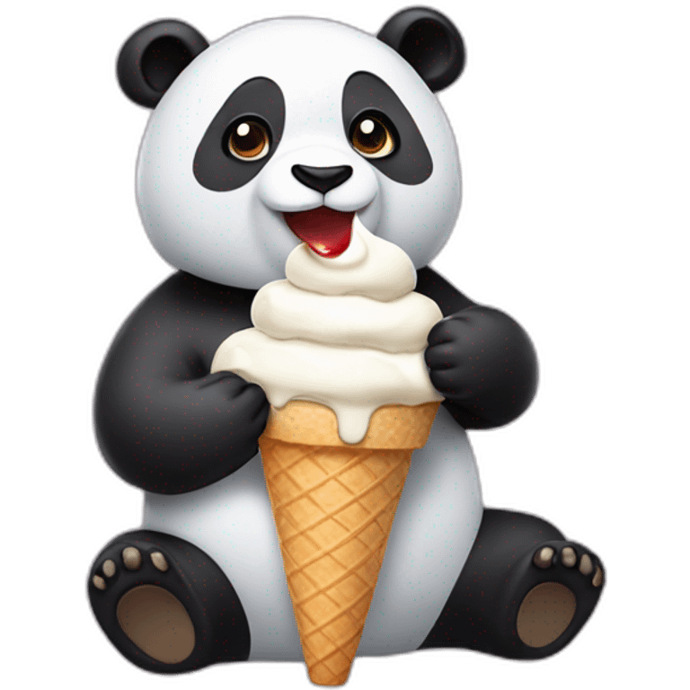 Panda eating ice cream emoji