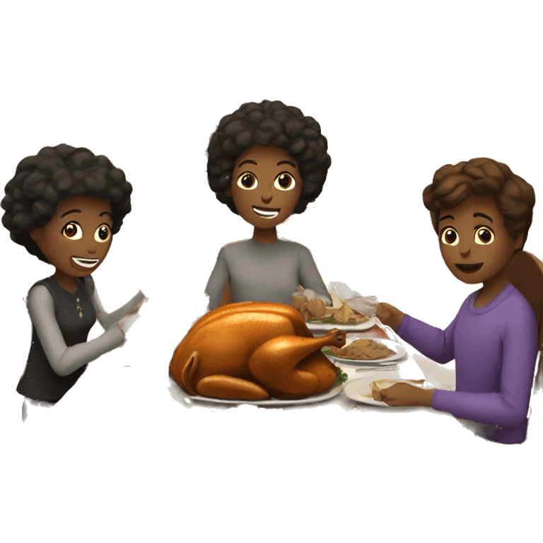 Family eating Thanksgiving dinner at the table emoji