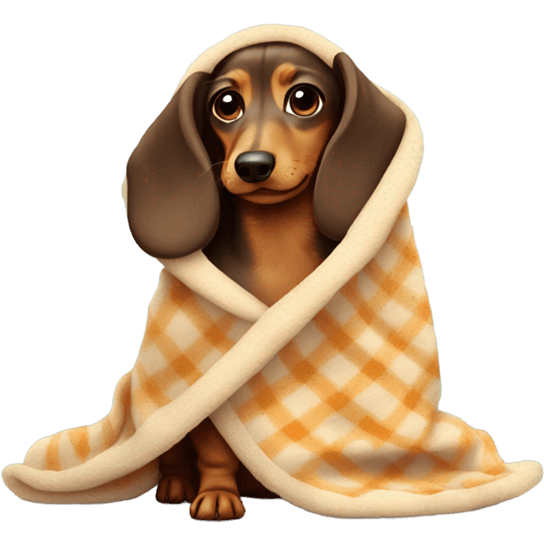 fluffy dachshund in blanket emoji