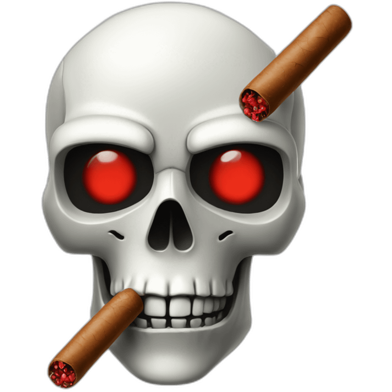 bald robot skull red eyes with a cigar emoji