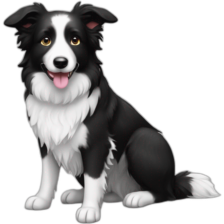 A cute Black and white border collie emoji