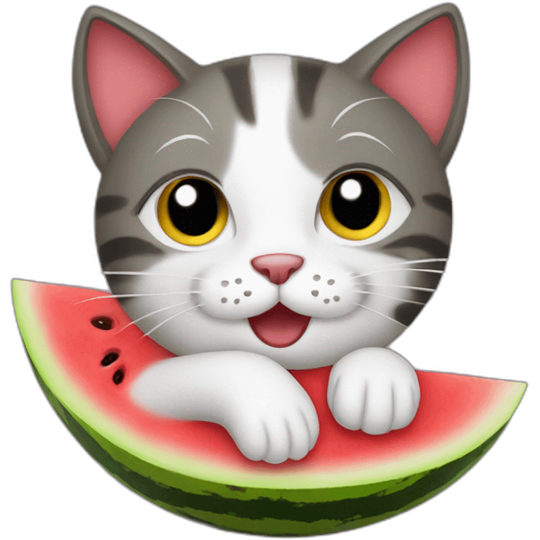 cat holding up watermelon emoji