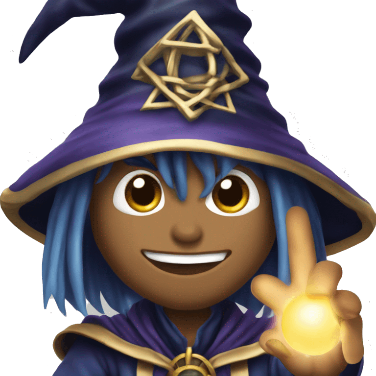 Yu-hi-oh Dark magician casting a spell, iOS emoji style art emoji