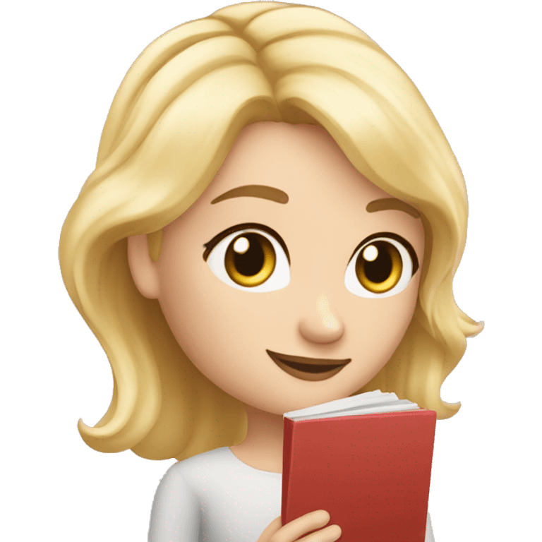 blonde lehrerin mit matheheft in der hand emoji