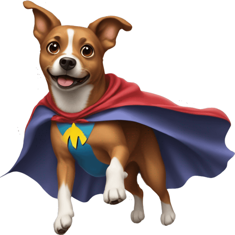 Flying dog wearing a superhero cape emoji