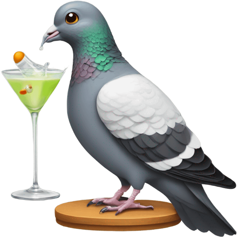 Pigeon drinking martini emoji