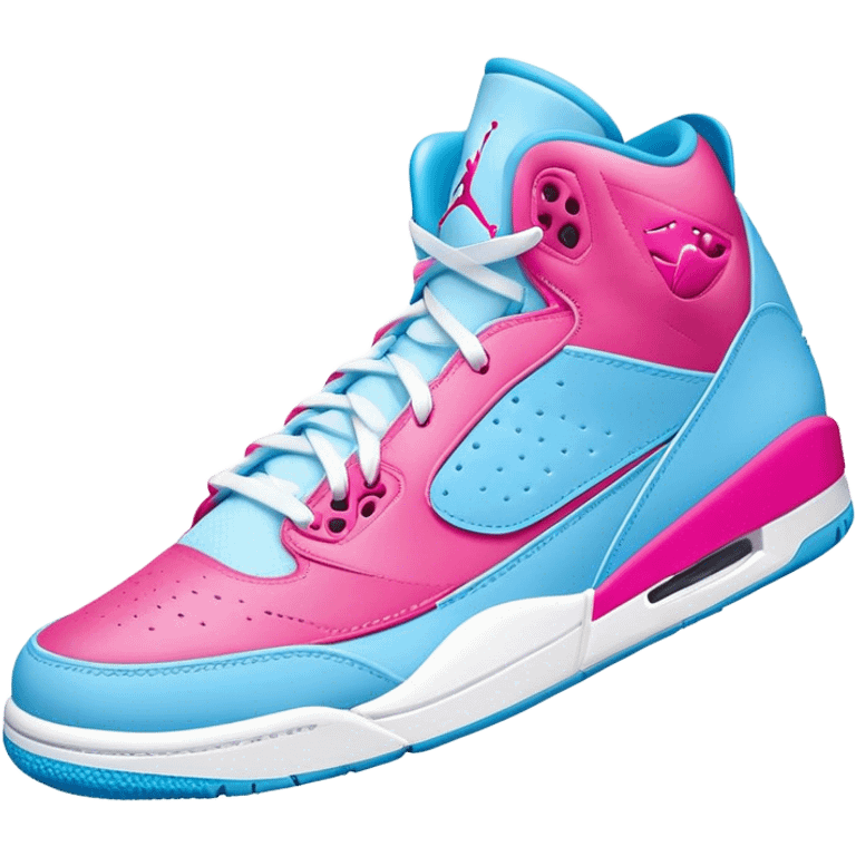 Hot pink and light blue air Jordan’s  emoji