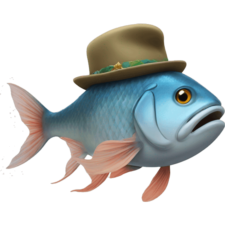 Fish wearing hat emoji