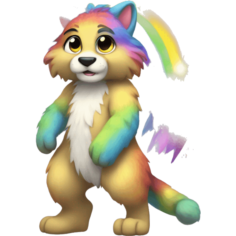 Furry, sparkle, rainbow, animal, anthro, full body emoji