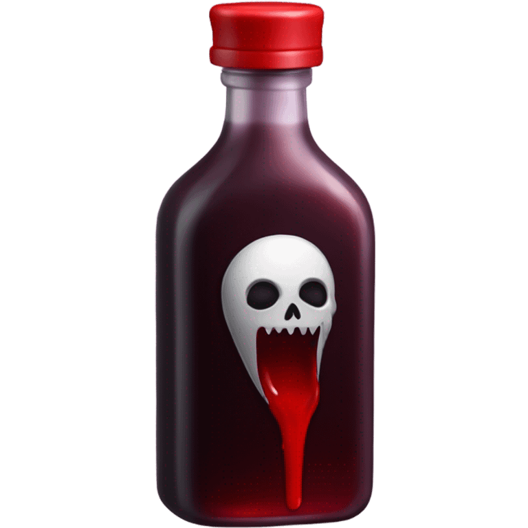 a stylish blood bottle with red liquid and a gothic cap, perfect for a vampire girl theme. emoji