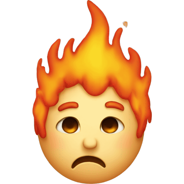 sad head with flaming hair emoji