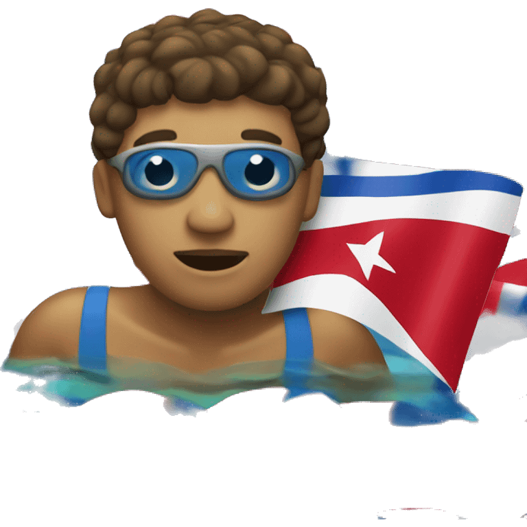 Person swimming with a Cuban flag emoji