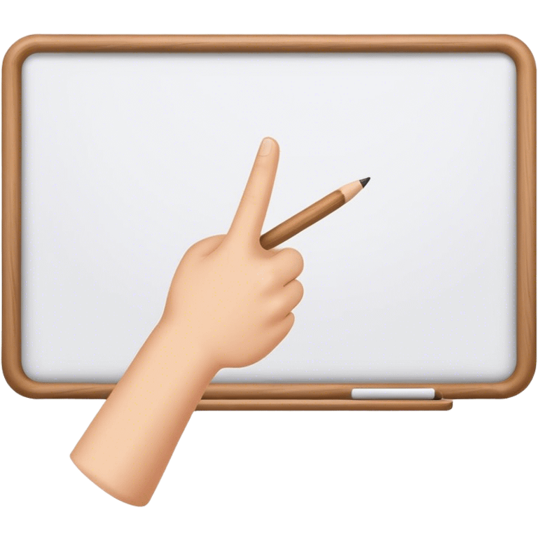 Hand holding Woodstick pointing whiteboard emoji