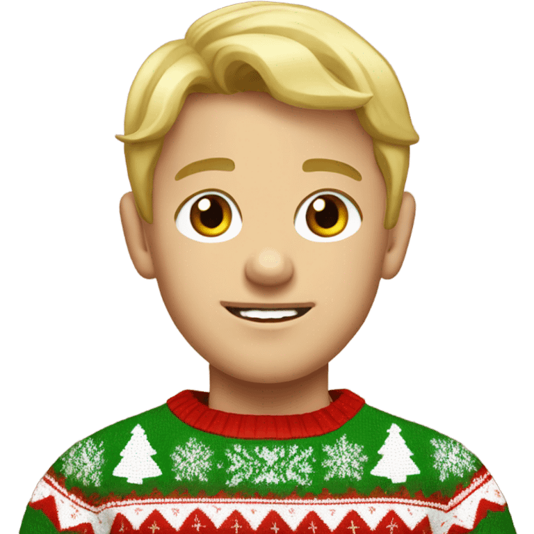 Really ugly blond boy in christmas sweater emoji